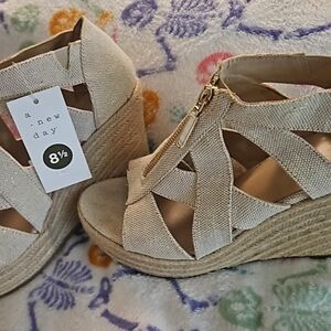 a new day Women's Cream Wedge Sandals